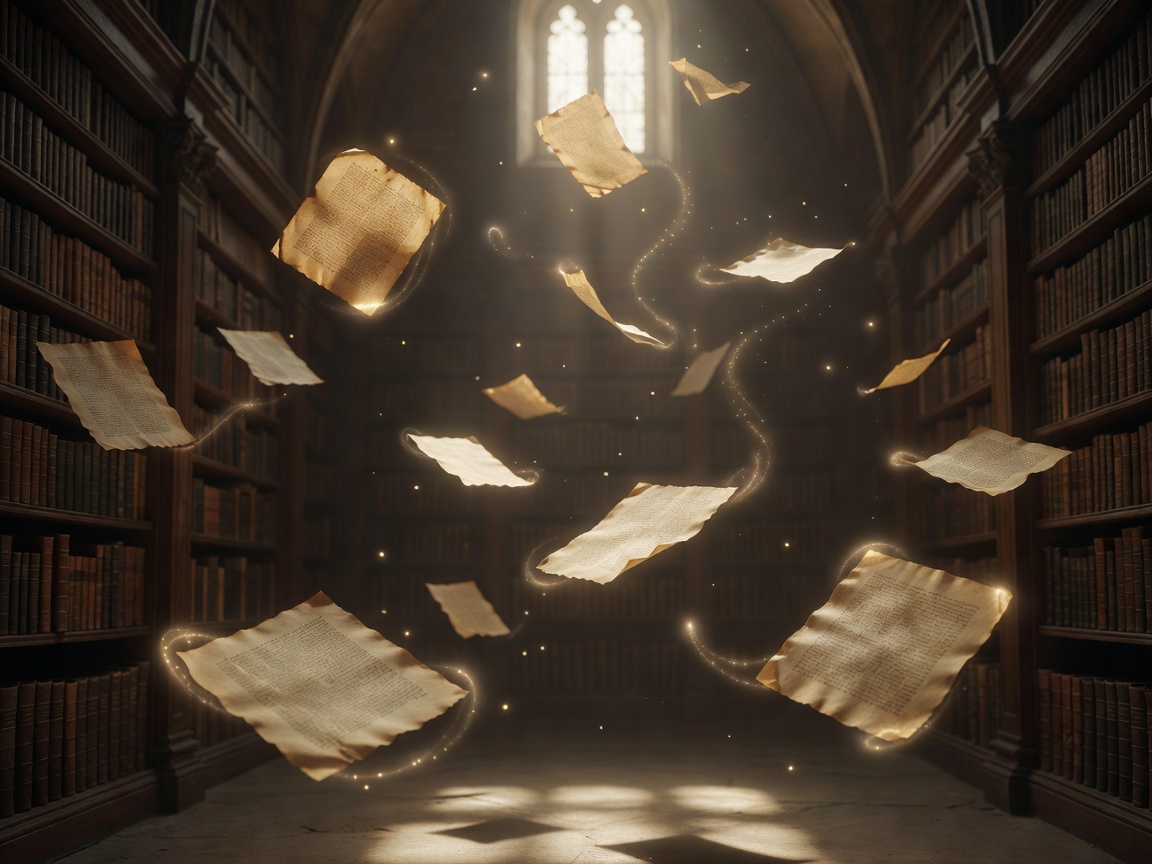 Magical floating manuscript pages